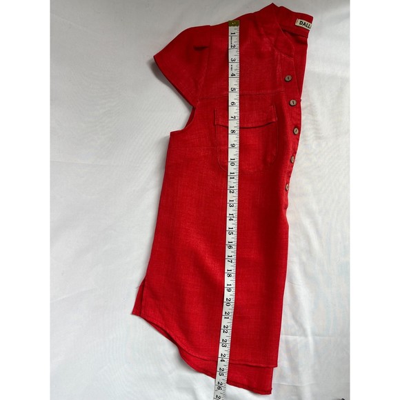 Dalleria Made in Turkey Short Sleeve Popover Top M Red Essential Career Office - Picture 8 of 8